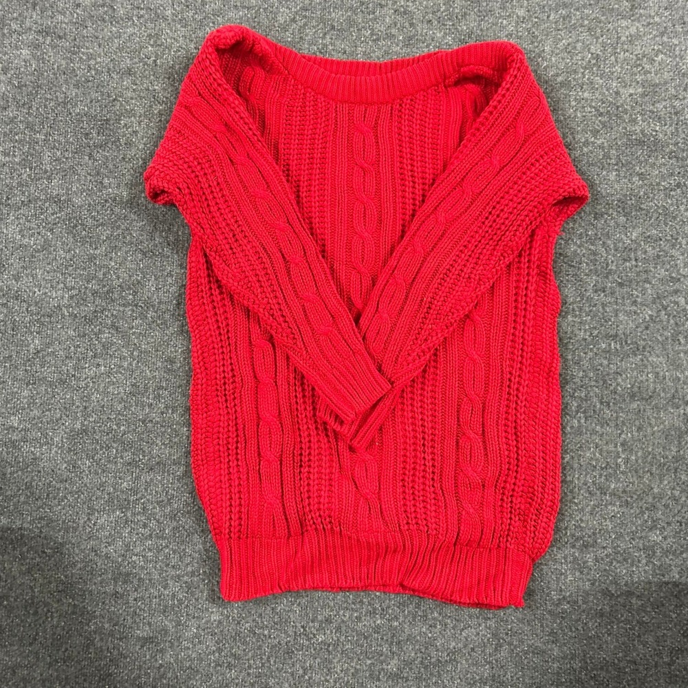 C&A Sweater Womens Size S Red Cable Knit Chunky Long Sleeve Pullover Casual